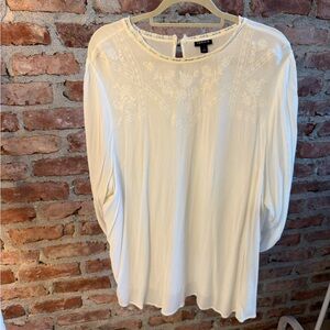 Torrid Cream Embroidered Blouse